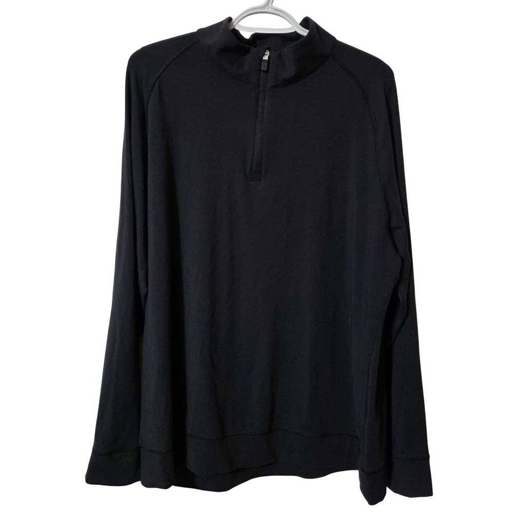 G/FORE Mens XL 1/4 Zip Pullover Black Golf Performance Active Long Sleeve Shirt
